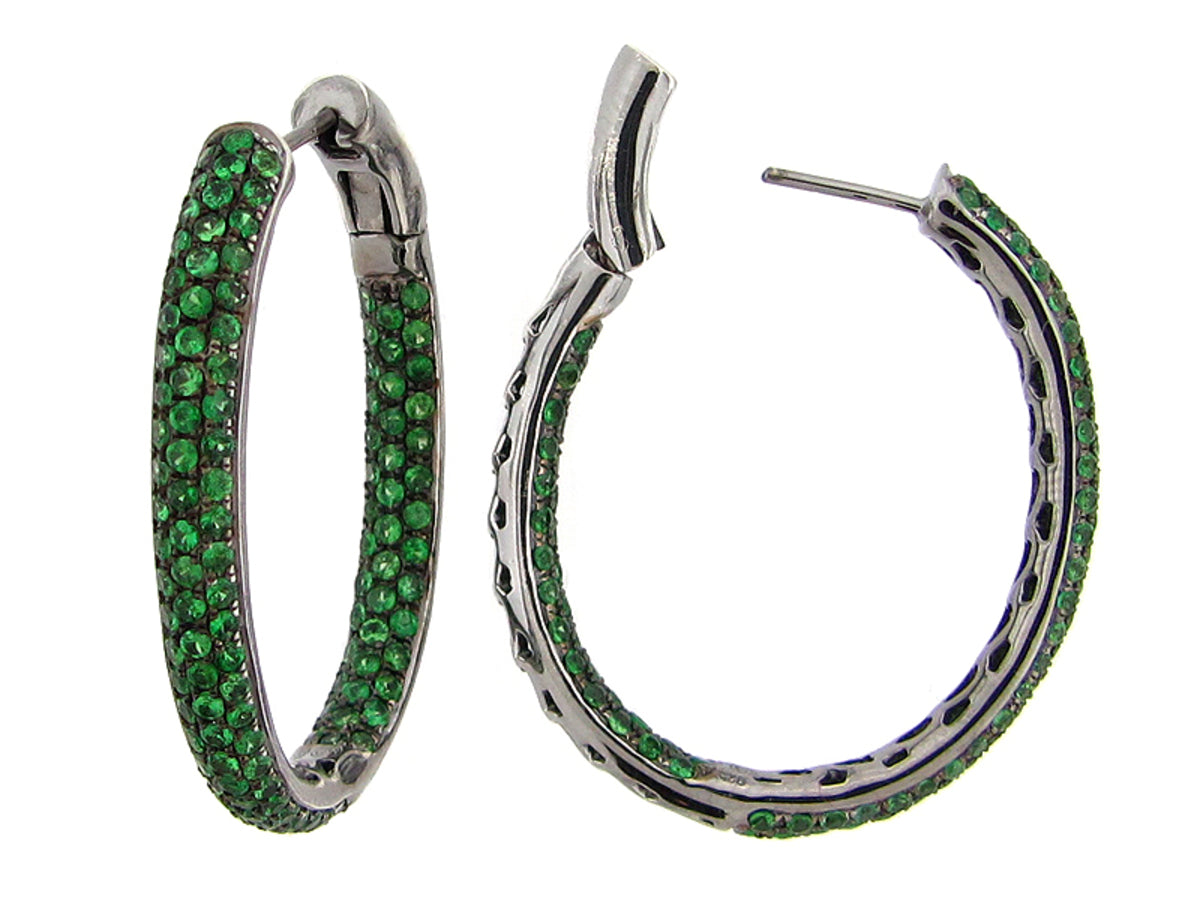 TSAVORITE EARRING, SILVER (N)