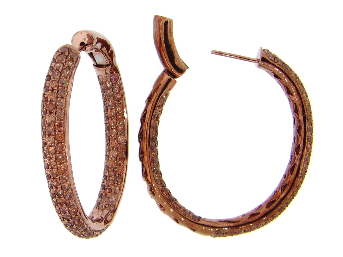 BROWN ZIRCON EARRING, BROWN FINISH, SILVER (N)