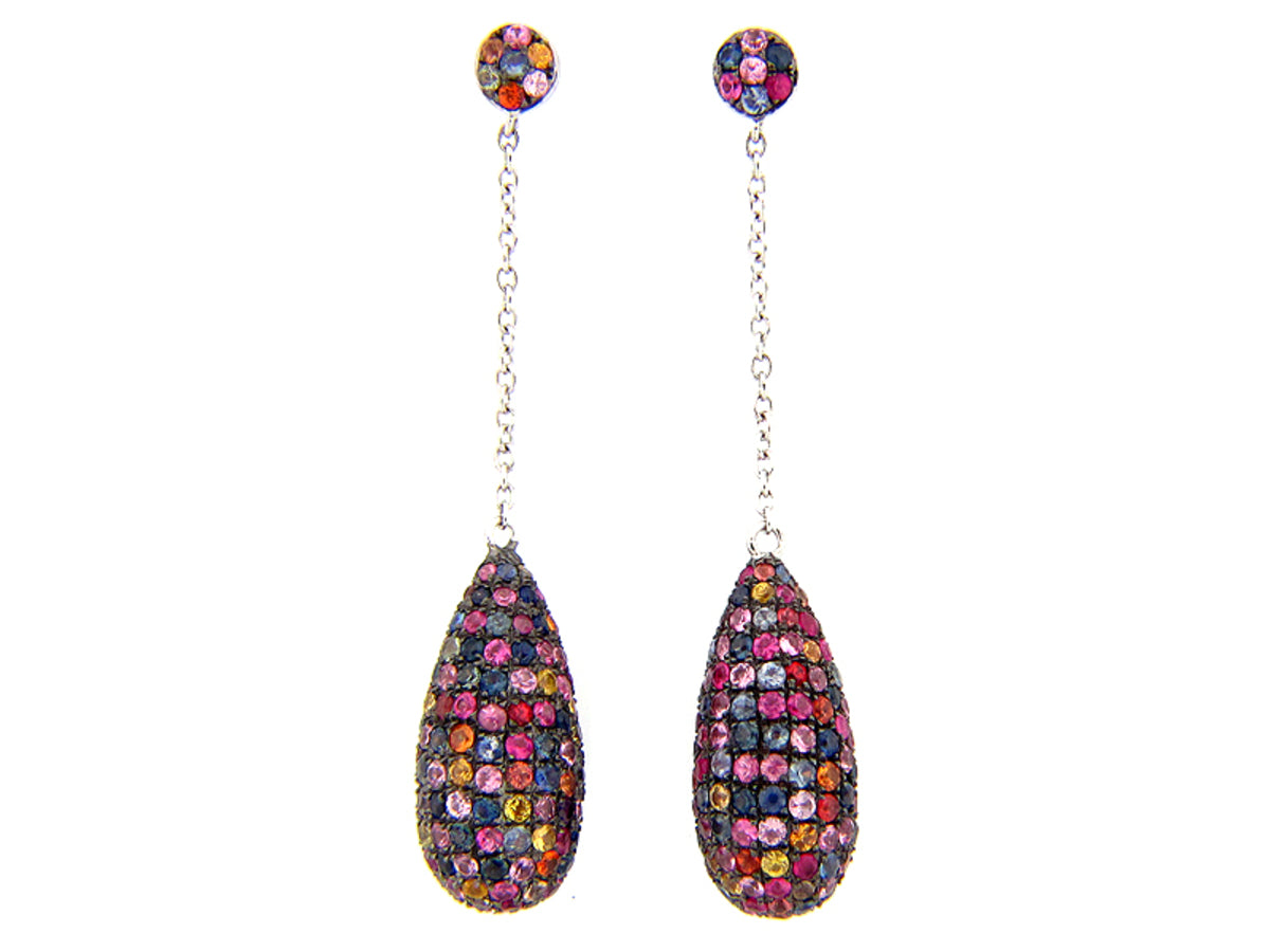 RAINBOW SAPPHIRE EARRING, SILVER (E/U)