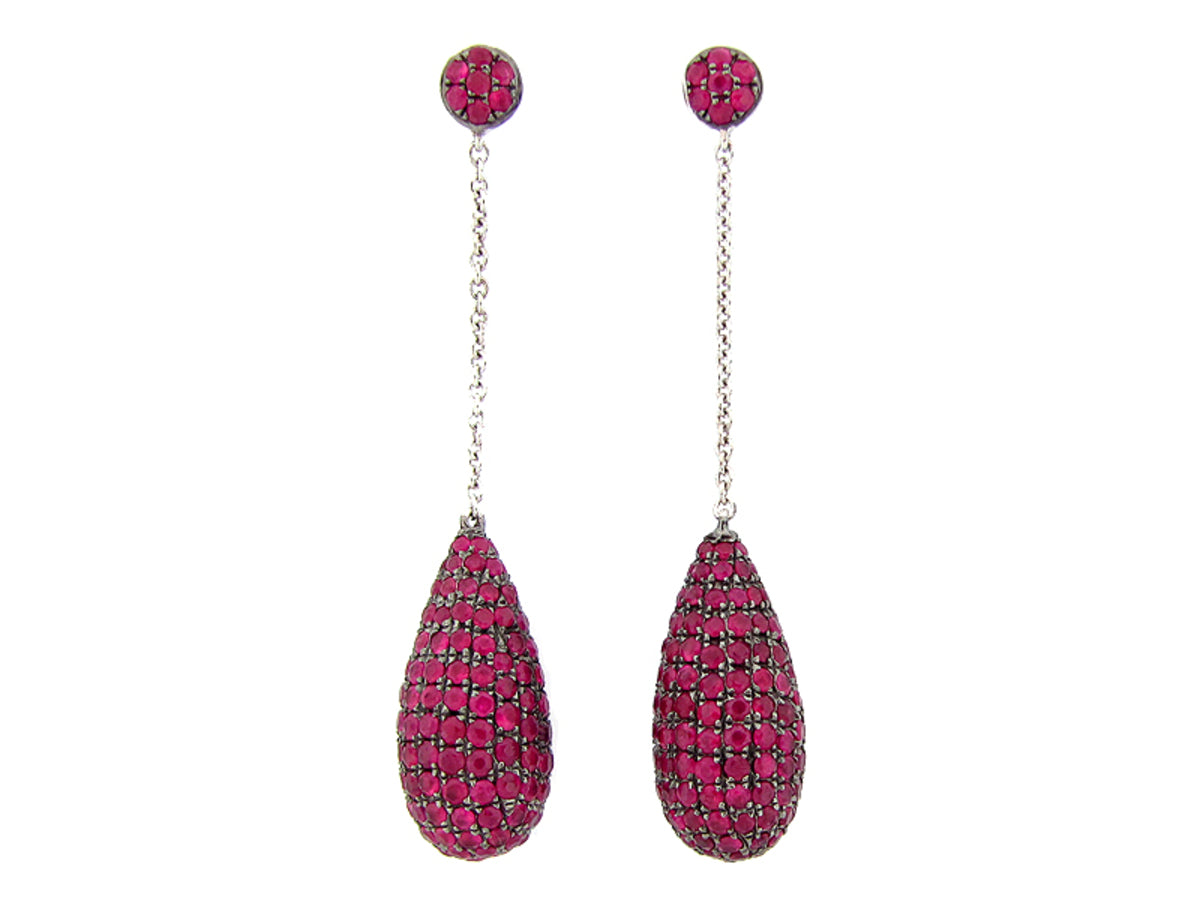 RUBY EARRING, SILVER (H)