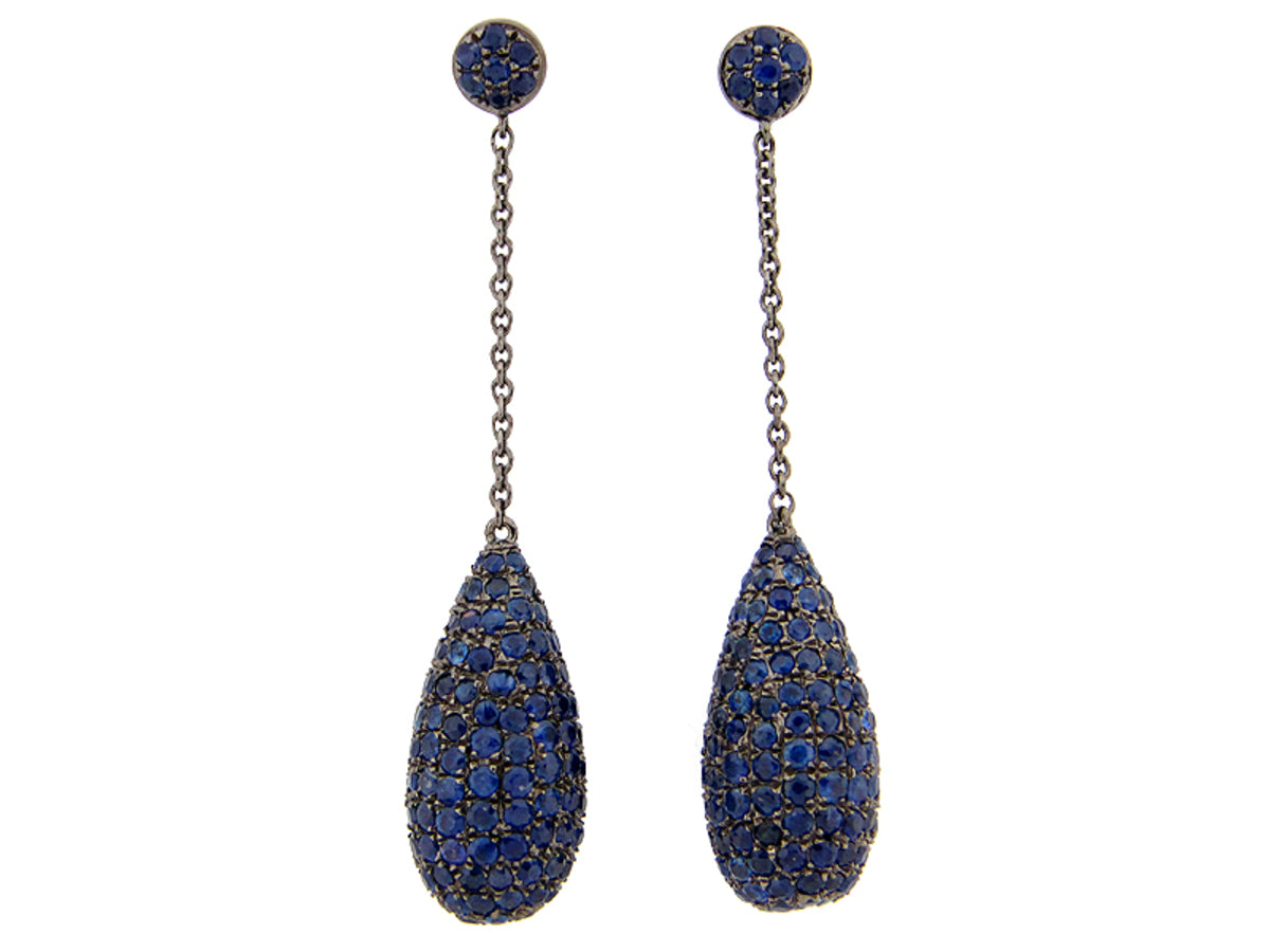 SAPPHIRE EARRING, BLACK FINISH, SILVER (E)