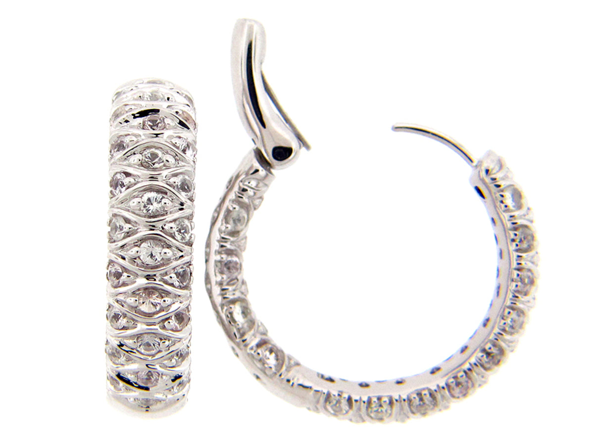 WHITE SAPPHIRE EARRING, SILVER (E)