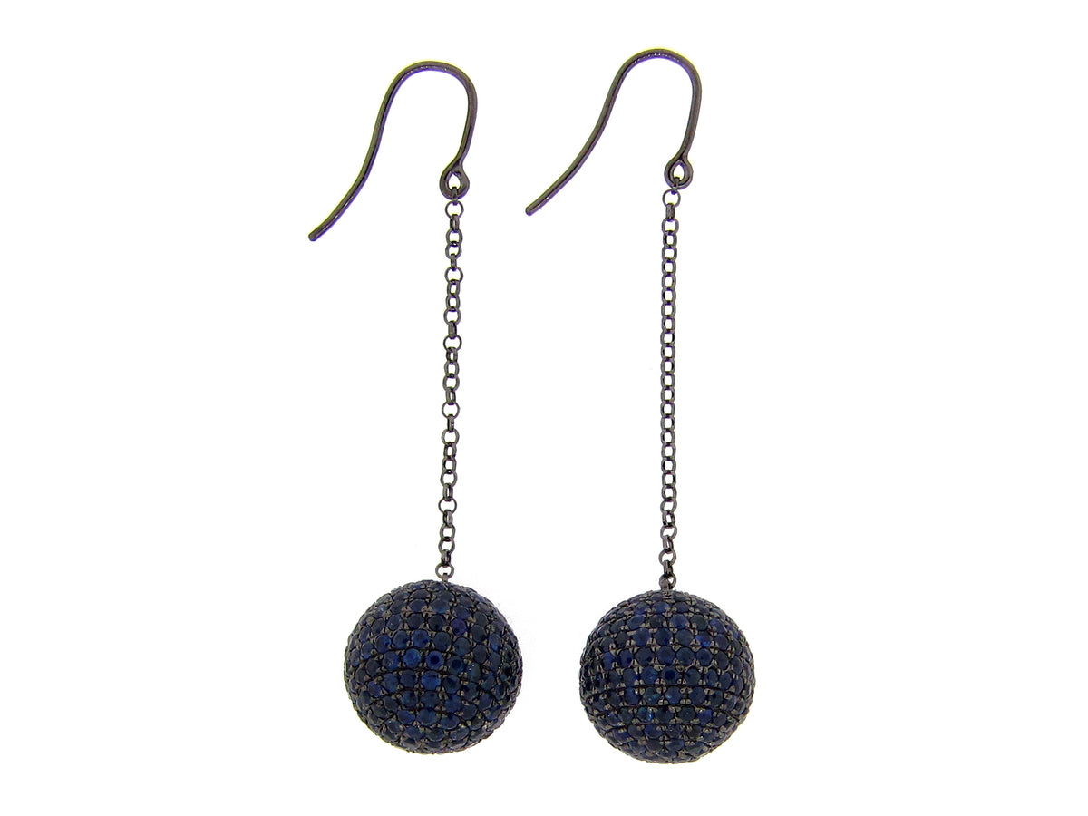 SAPPHIRE EARRING, BLACK FINISH, SILVER (H)