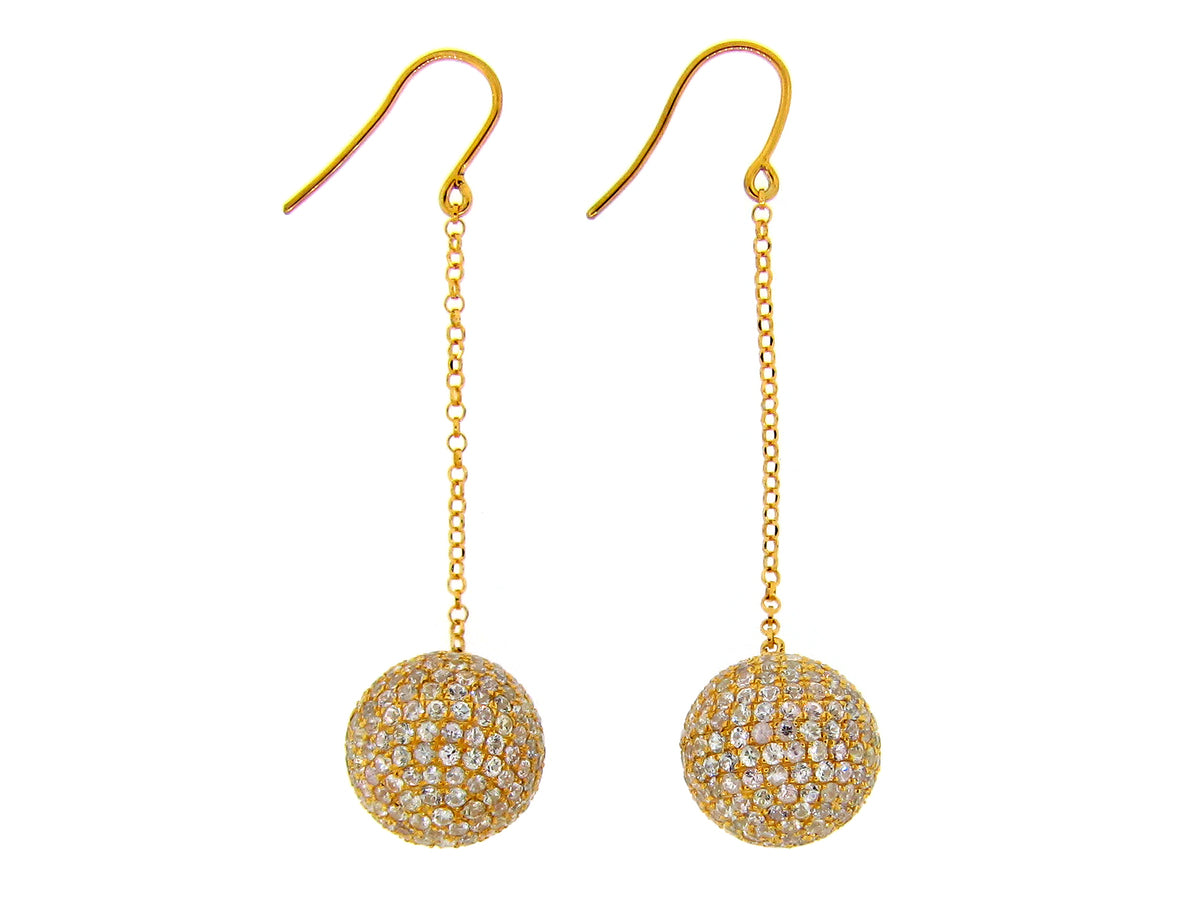 WHITE SAPPHIRE EARRING, YELLOW FINISH