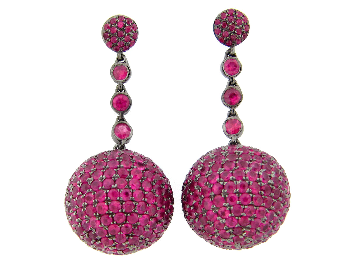 RUBY EARRING, BLACK FINISH, SILVER (H)