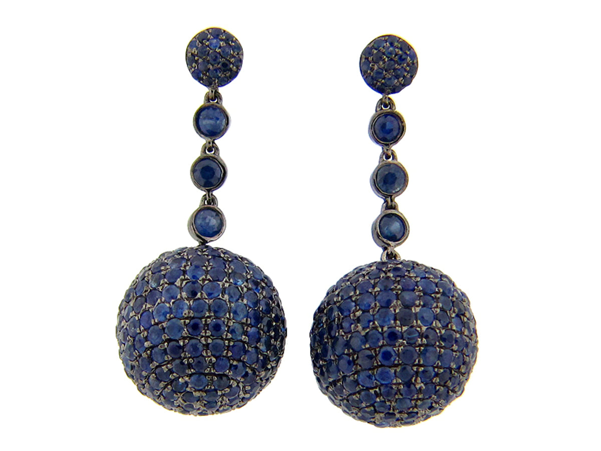 SAPPHIRE EARRING, BLACK FINISH, SILVER (E)