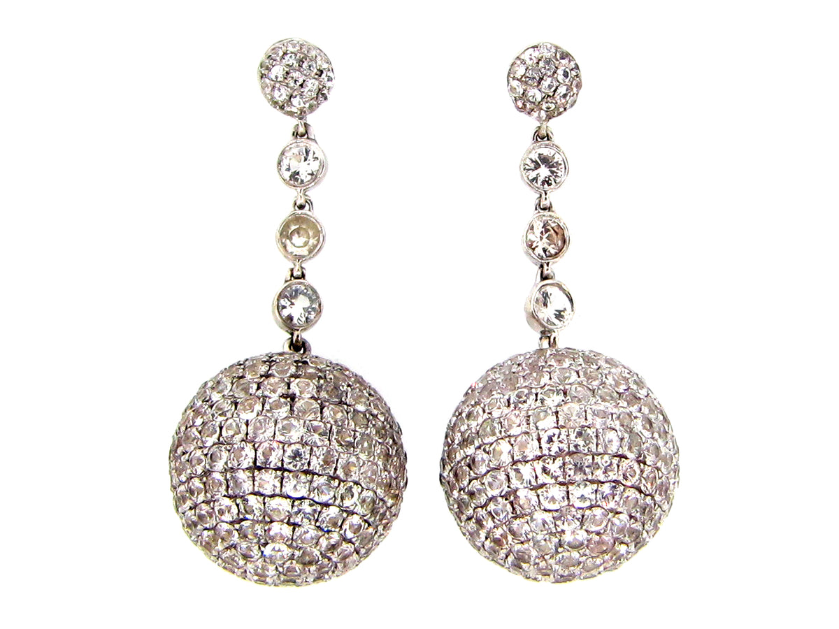 WHITE SAPPHIRE EARRING, SILVER (H)