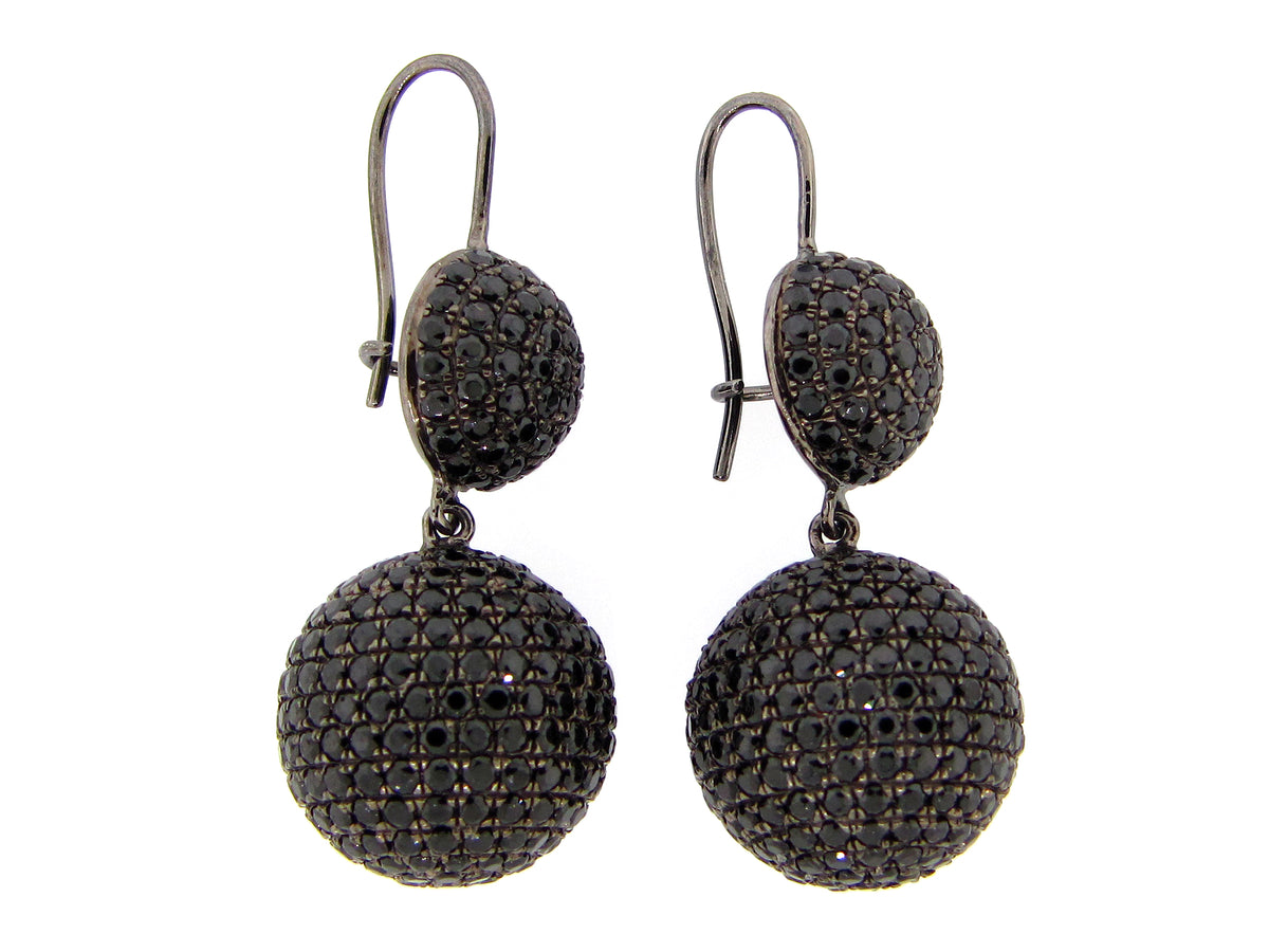 BLACK SPINEL EARRING, SILVER (H)