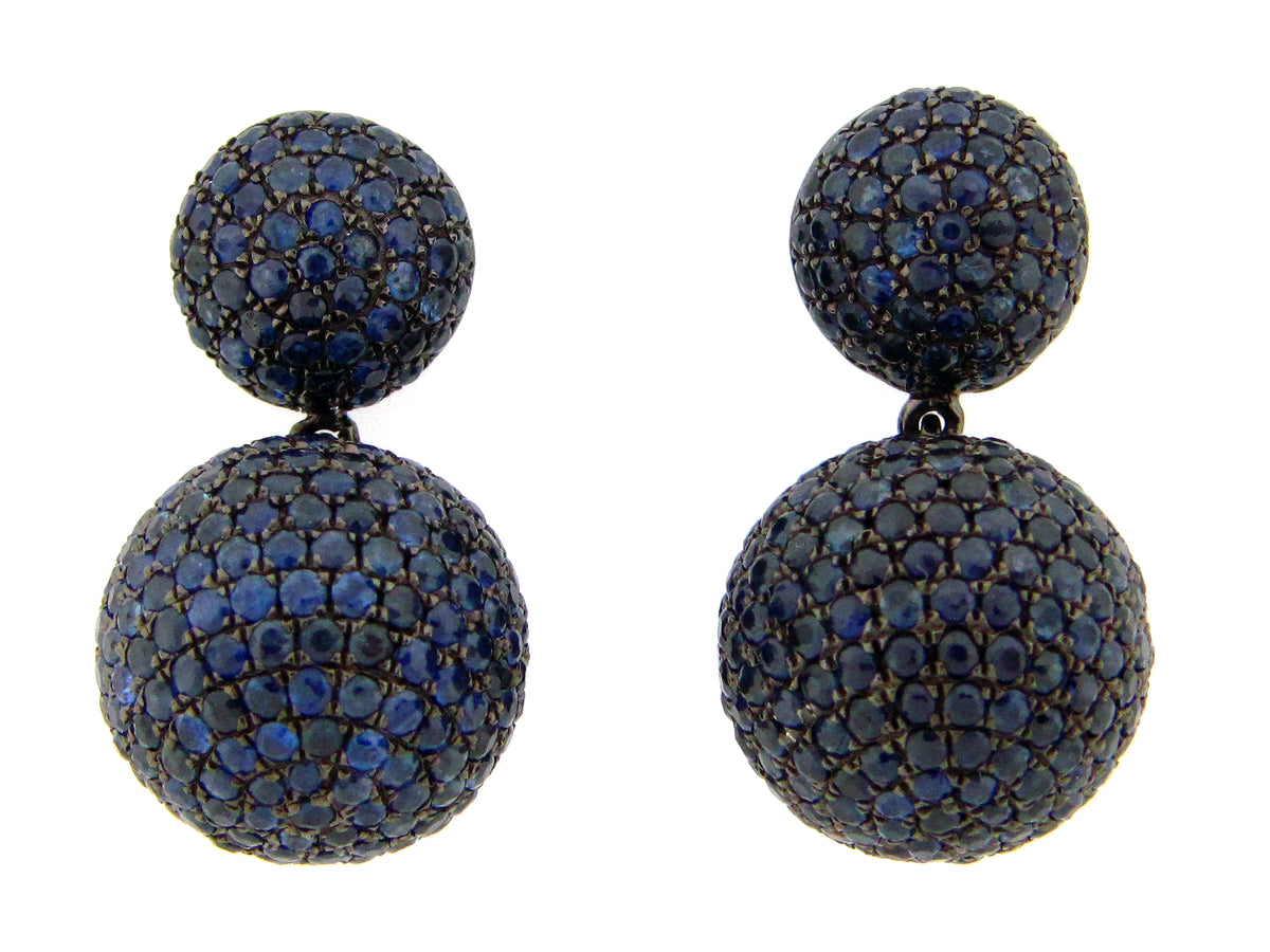 SAPPHIRE EARRING, BLACK FINISH, SILVER (H)