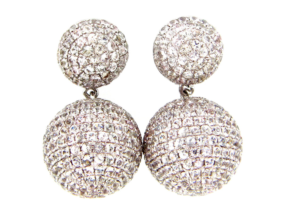 WHITE SAPPHIRE EARRING, SILVER (H)