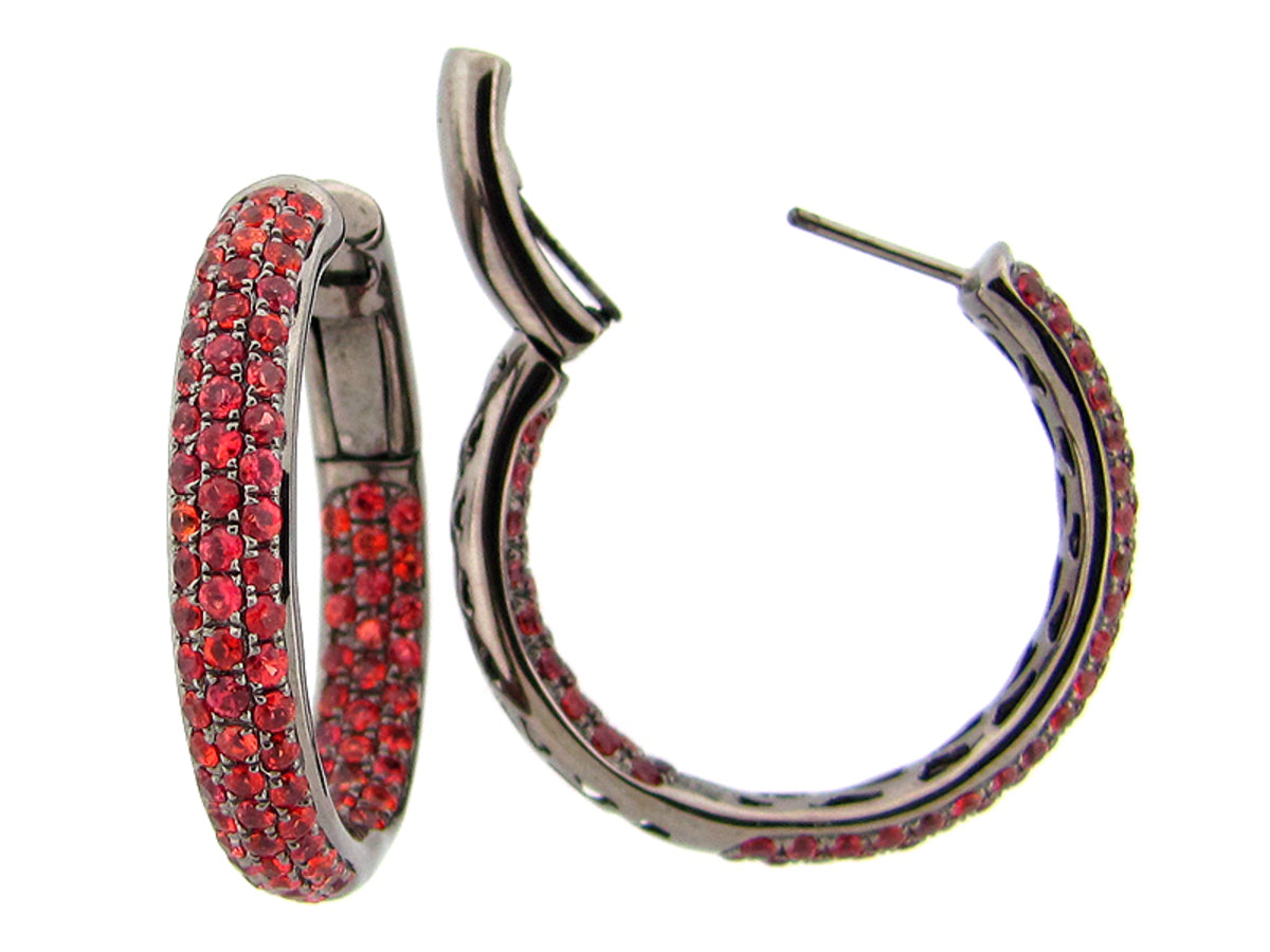 ORANGE SAPPHIRE EARRING, BLACK FINISH, SILVER (H/U)