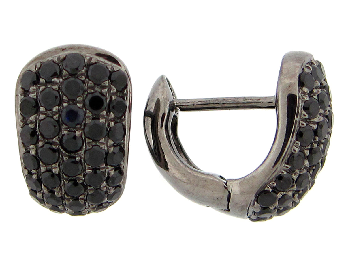 BLACK SPINEL EARRING, BLACK FINISH, SILVER (N)