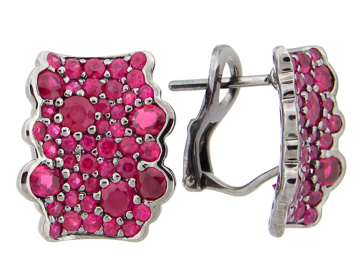 RUBY EARRING, BLACK FINISH, SILVER (H)