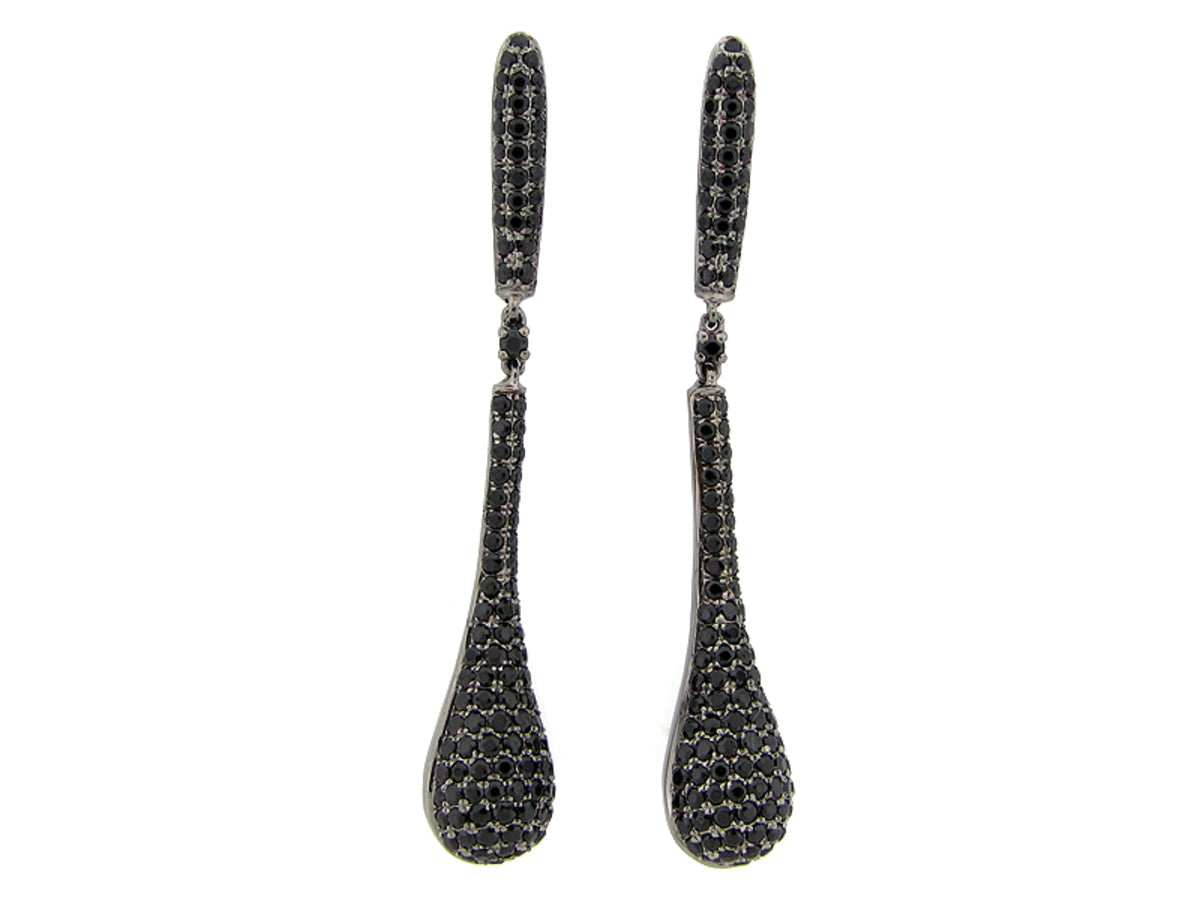 BLACK SPINEL EARRING, BLACK FINISH, SILVER (N)
