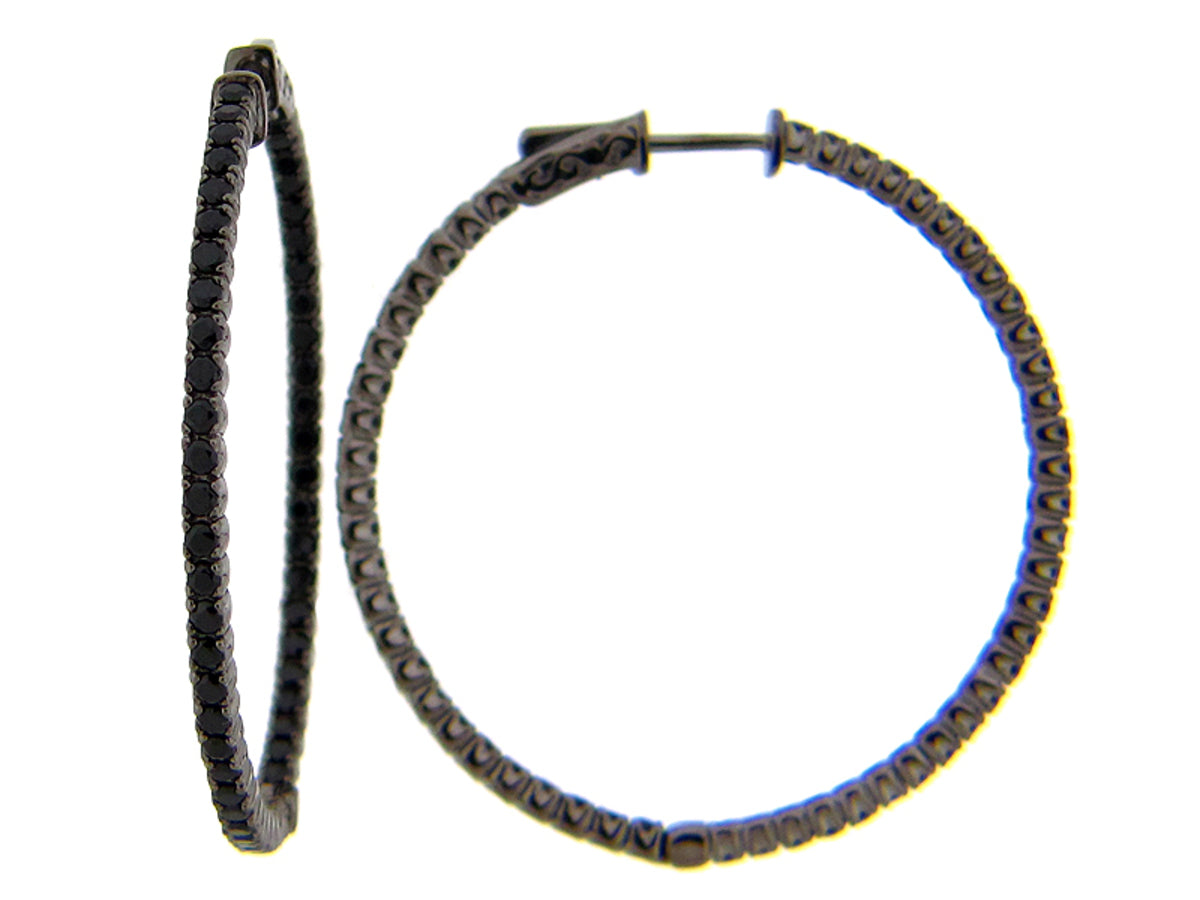 BLACK SPINEL EARRING, BLACK FINISH, SILVER (N)