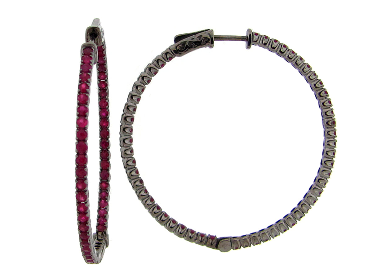 RUBY EARRING, BLACK FINSIH, SILVER (H)