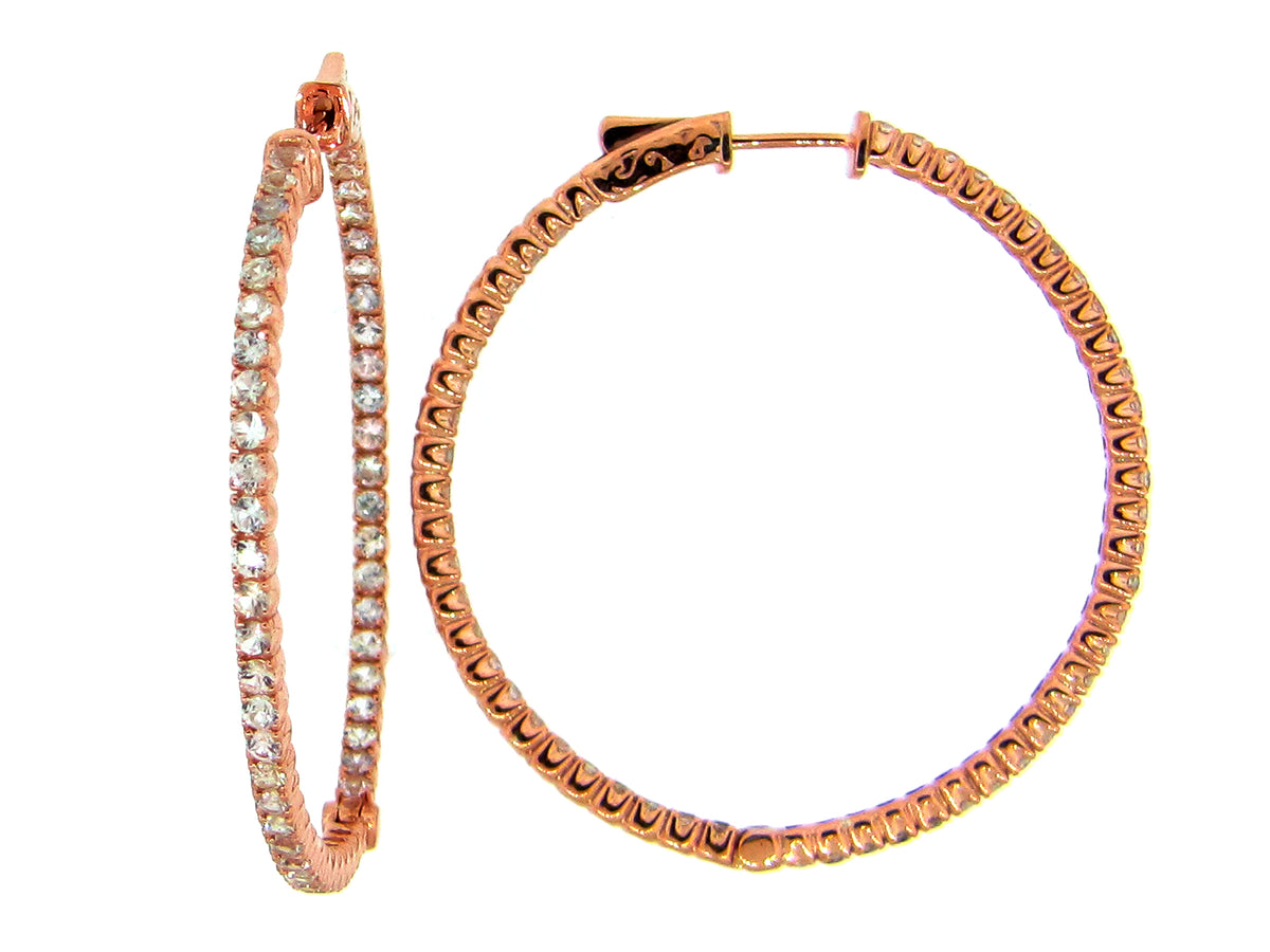 WHITE SAPPHIRE EARRING, ROSE FINISH, SILVER (H)