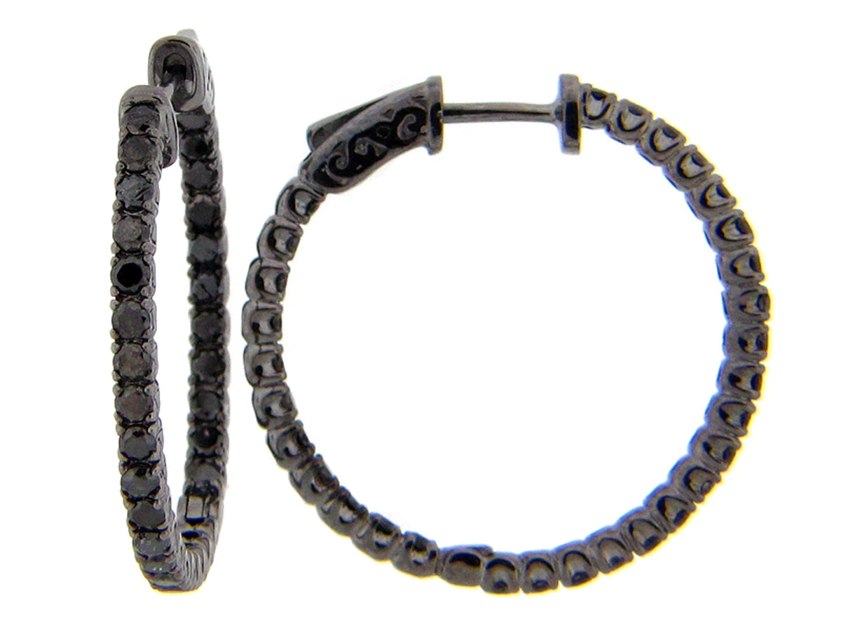 BLACK DIAMOND EARRING, BLACK FINISH, SILVER (R)