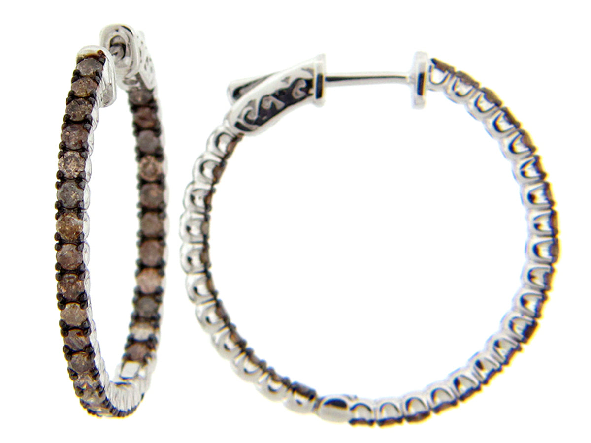 BROWN DIAMOND EARRING, SILVER (N)