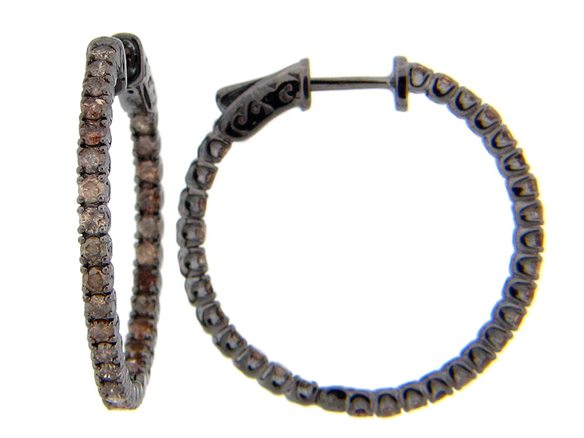 BROWN DIAMOND EARRING, BLACK FINISH, SILVER (N)