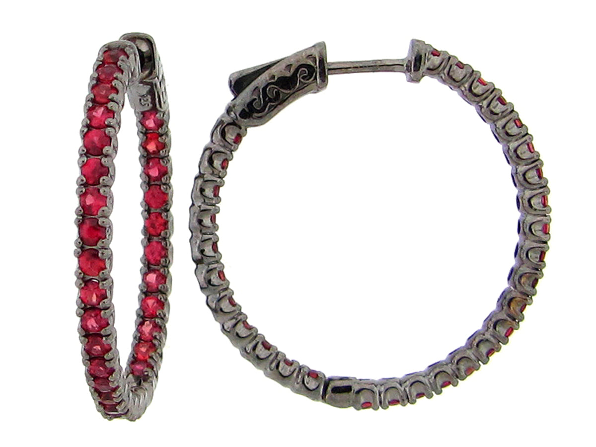 ORANGE SAPPHIRE EARRING, BLACK FINISH, SILVER (H/U)
