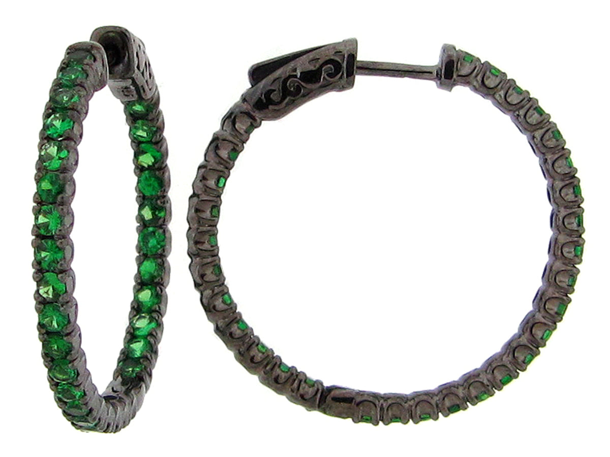 TSAVORITE EARRING, BLACK FINISH, SILVER (N)