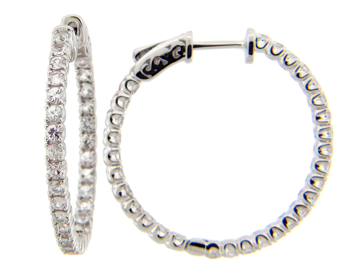 WHITE SAPPHIRE EARRING, SILVER (H)