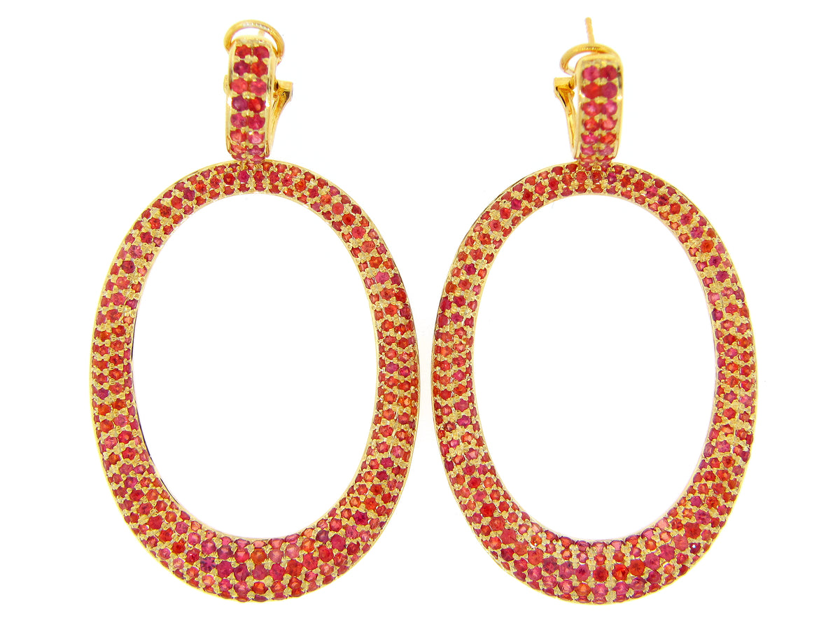 ORANGE SAPPHIRE EARRING, YELLOW FINISH, SILVER (H)