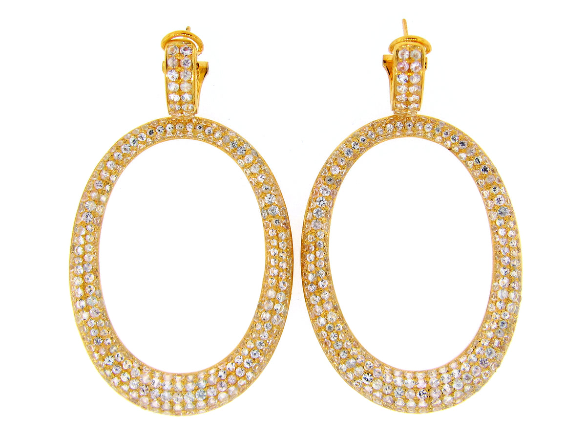 WHITE SAPPHIRE EARRING,YELLOW FINISH, SILVER (H)