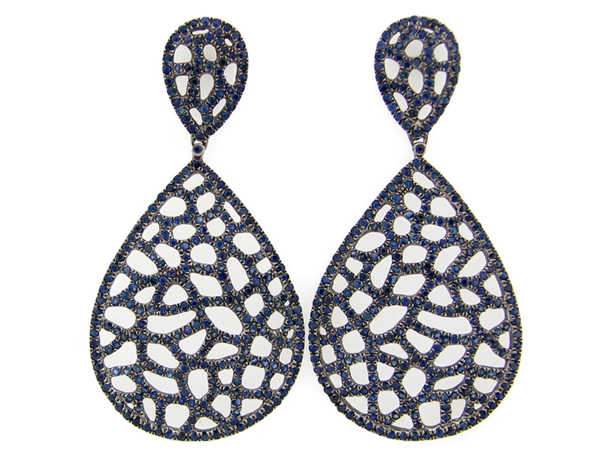 SAPPHIRE EARRING, BLACK FINISH, SILVER (H)