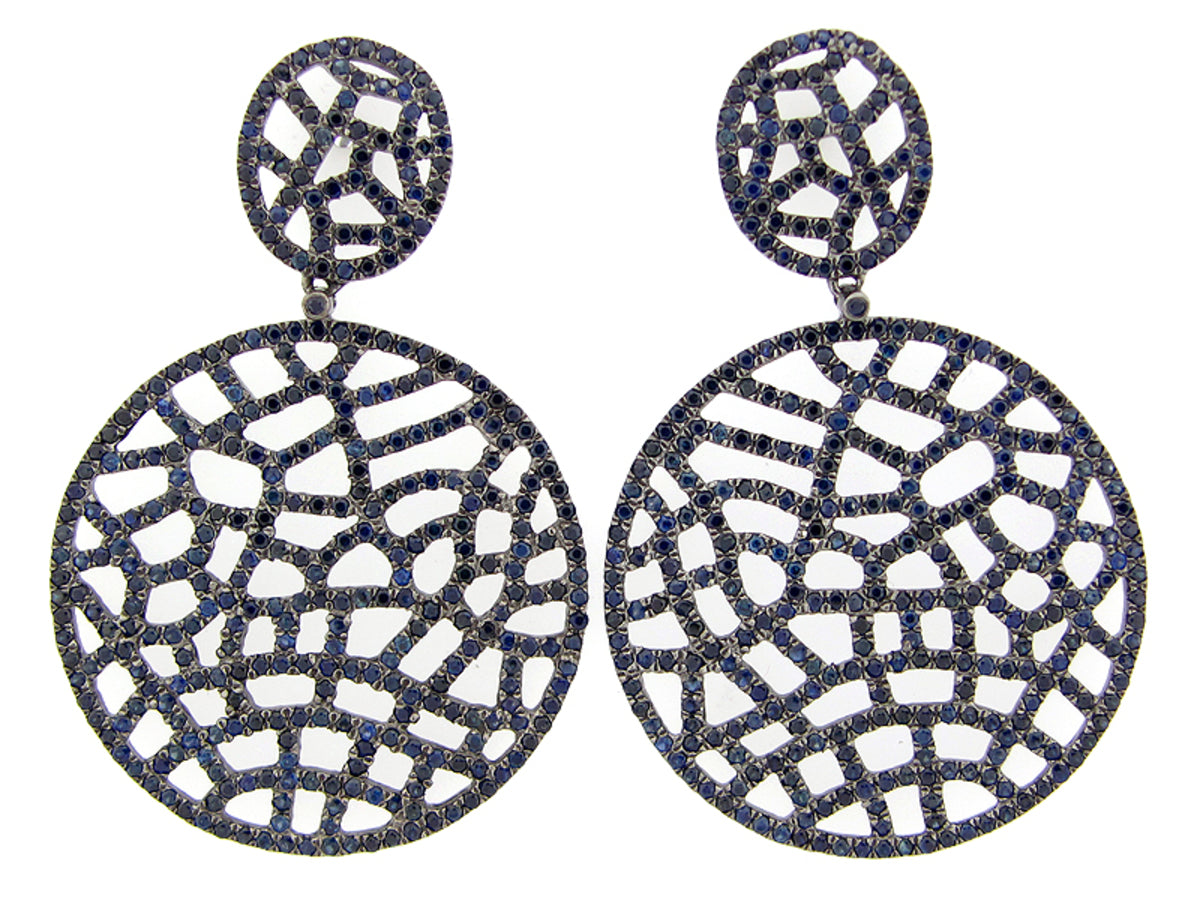 SAPPHIRE EARRING, BLACK FINISH, SILVER (H)