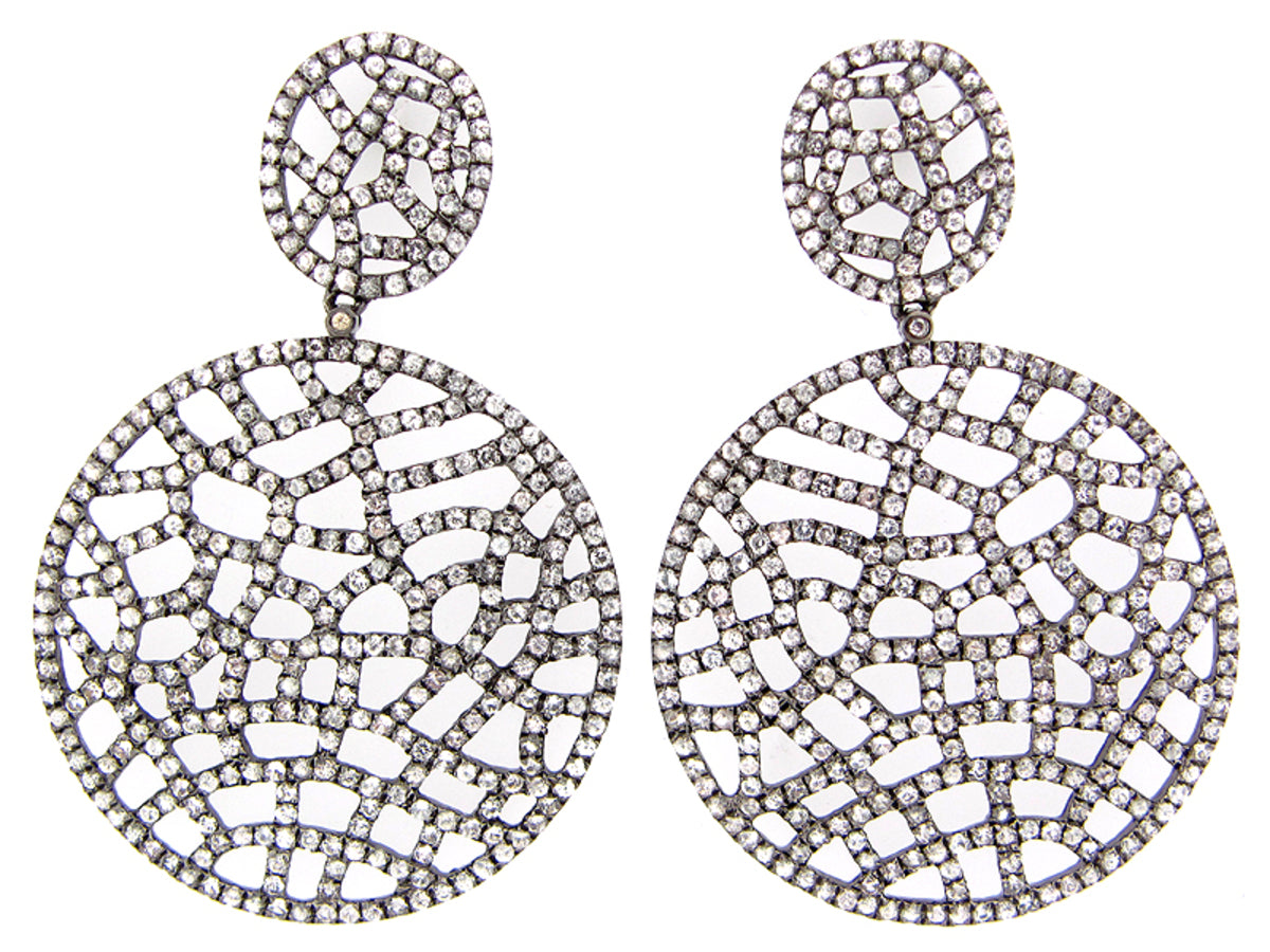 WHITE SAPPHIRE EARRING, BLACK FINISH, SILVER (H)