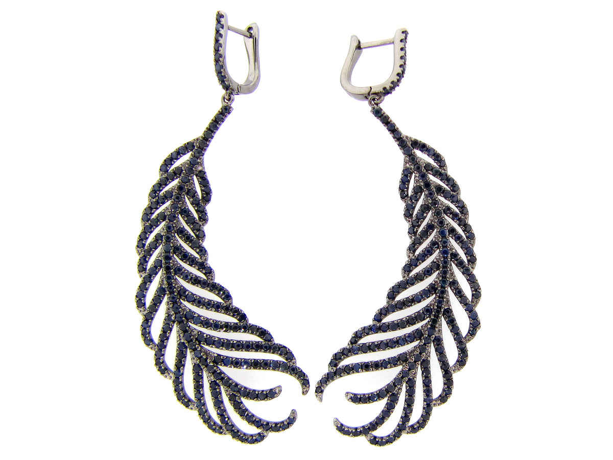 SAPPHIRE EARRING, BLACK FINISH, SILVER (H)
