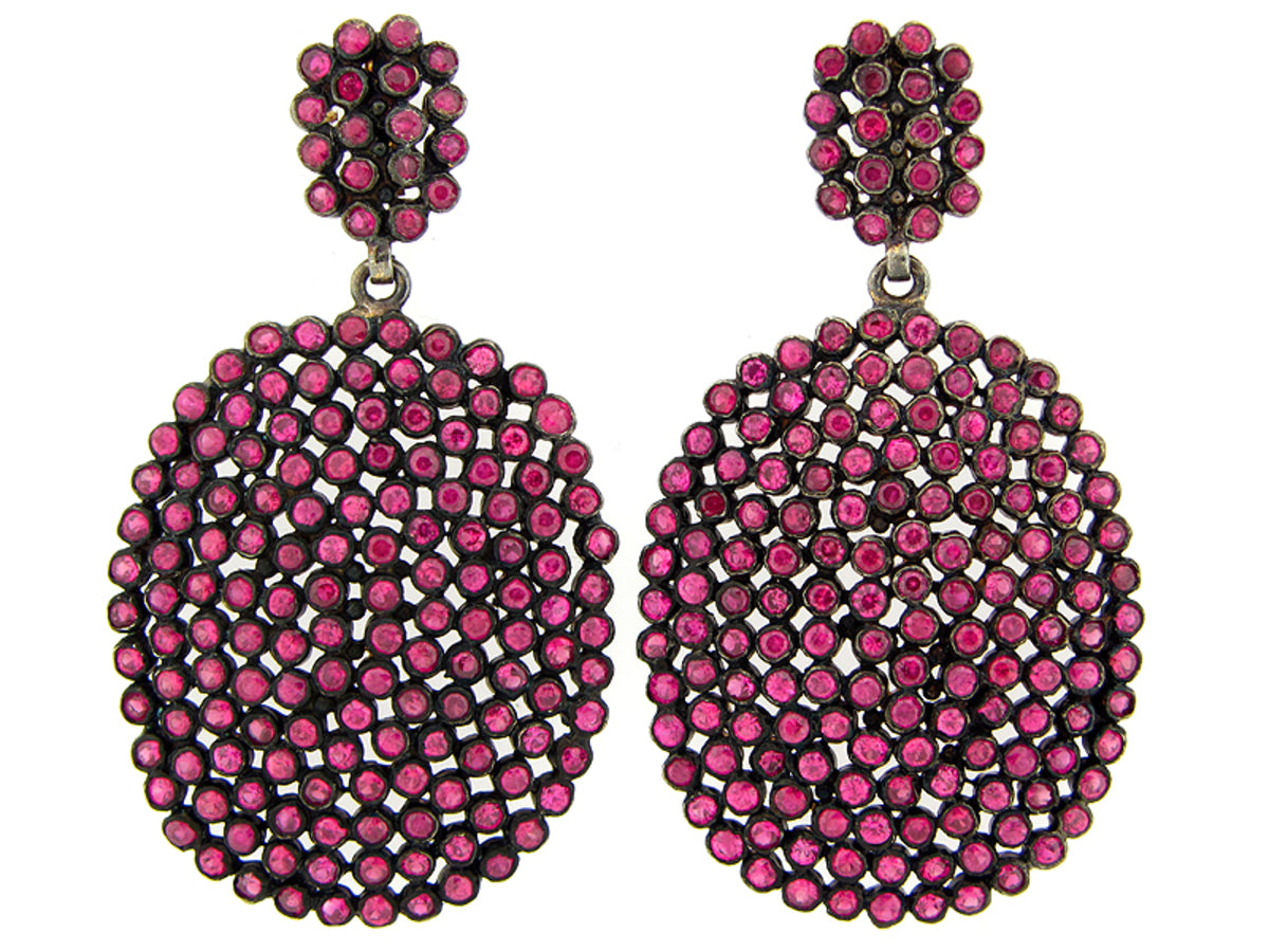 RUBY EARRING, SILVER (H)