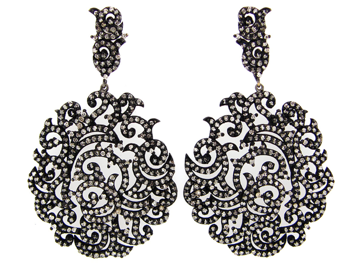 BROWN DIAMOND EARRING, SILVER (N)