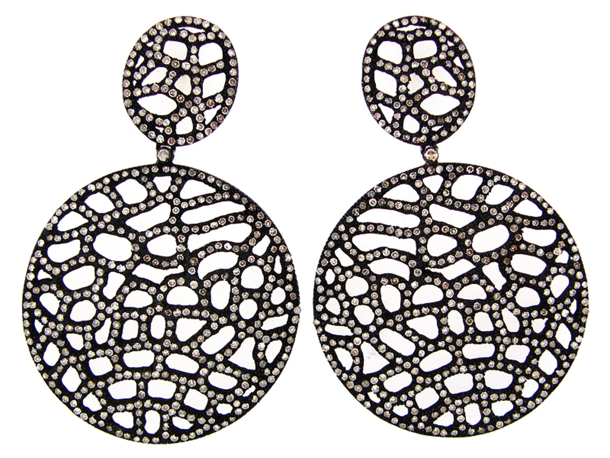 BROWN DIAMOND EARRING, SILVER (N)