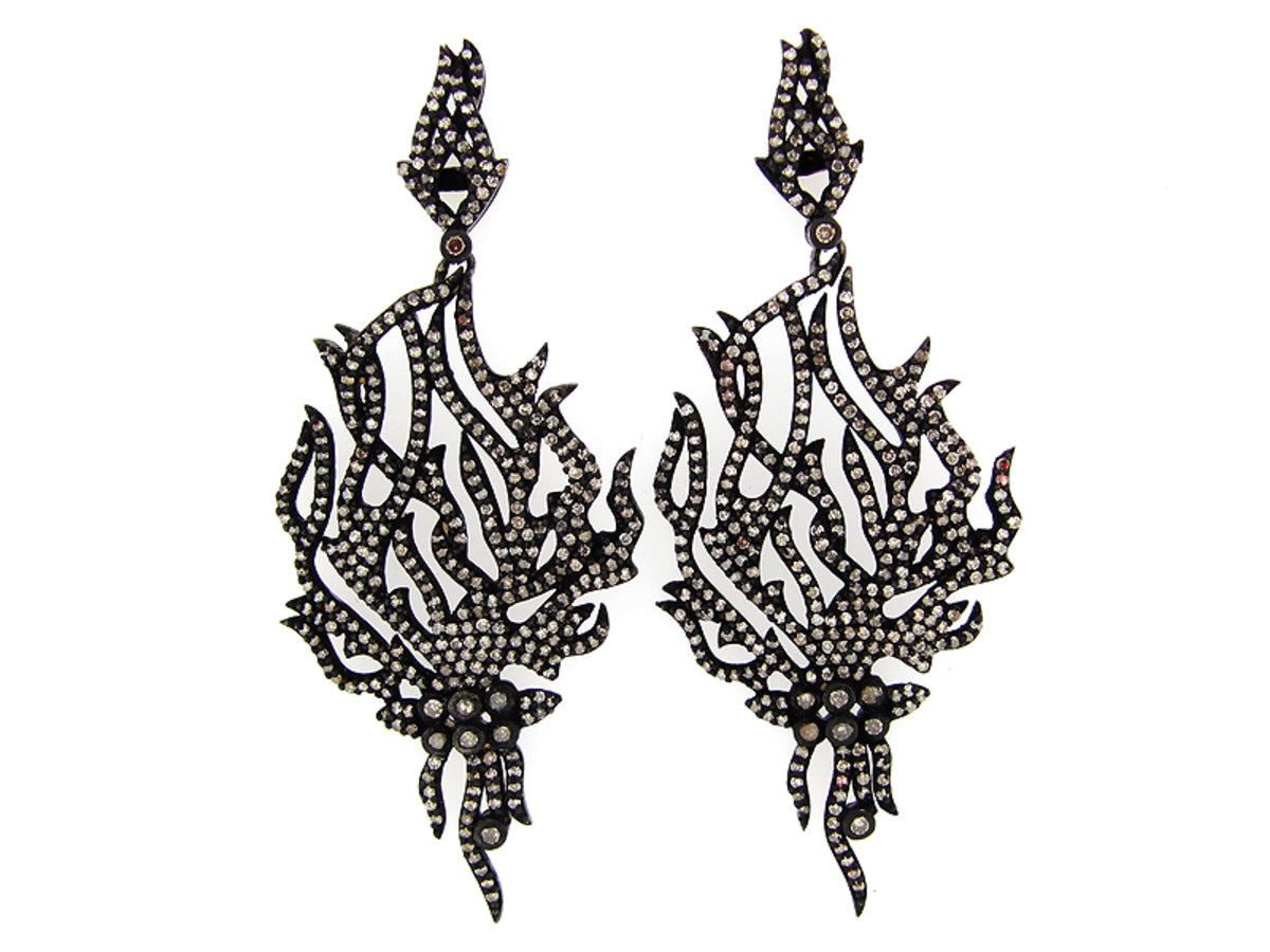 BROWN DIAMOND EARRING, SILVER (N)