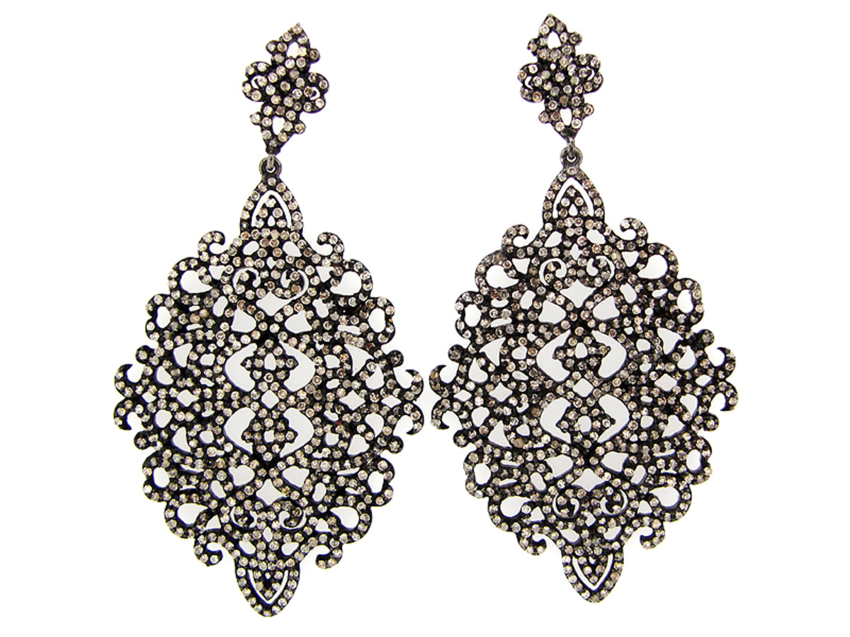 BROWN DIAMOND EARRING, SILVER (N)