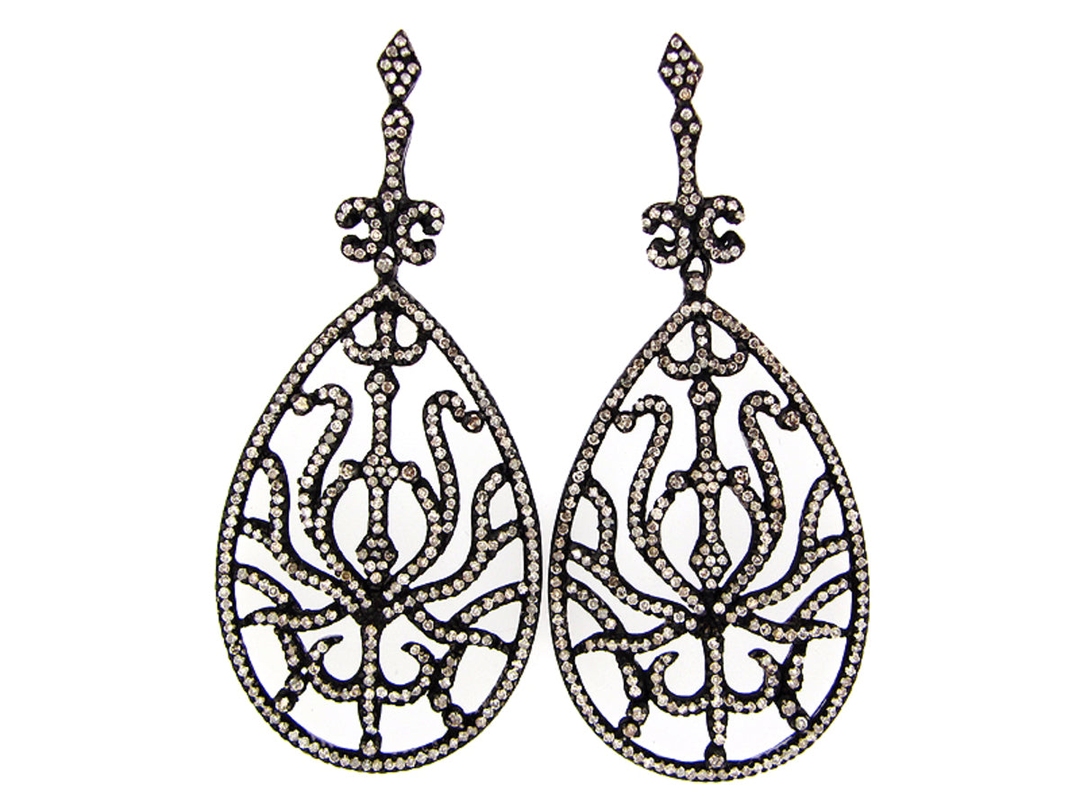 BROWN DIAMOND EARRING, SILVER (N)