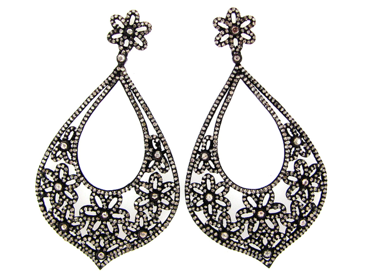 BROWN DIAMOND EARRING, SILVER (N)