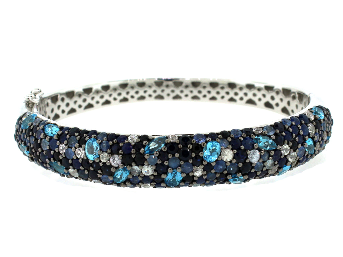 SAPPHIRE & BLUE TOPAZ BANGLE, SILVER (H/R)