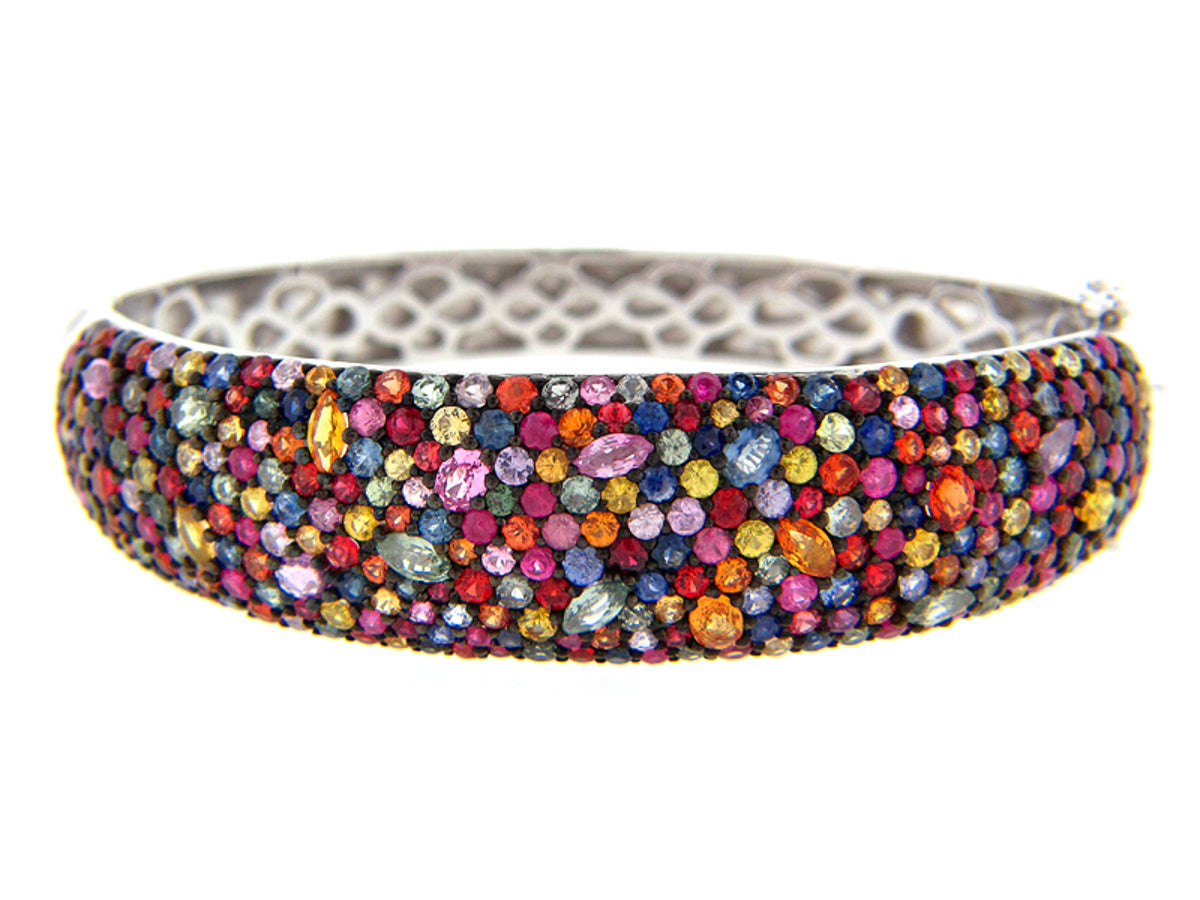 RAINBOW SAPPHIRE BANGLE, SILVER (E/U)