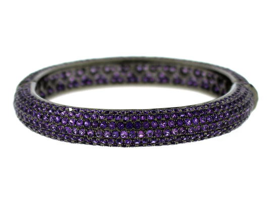 AMETHYST BANGLE, BLACK FINISH, SILVER (H)