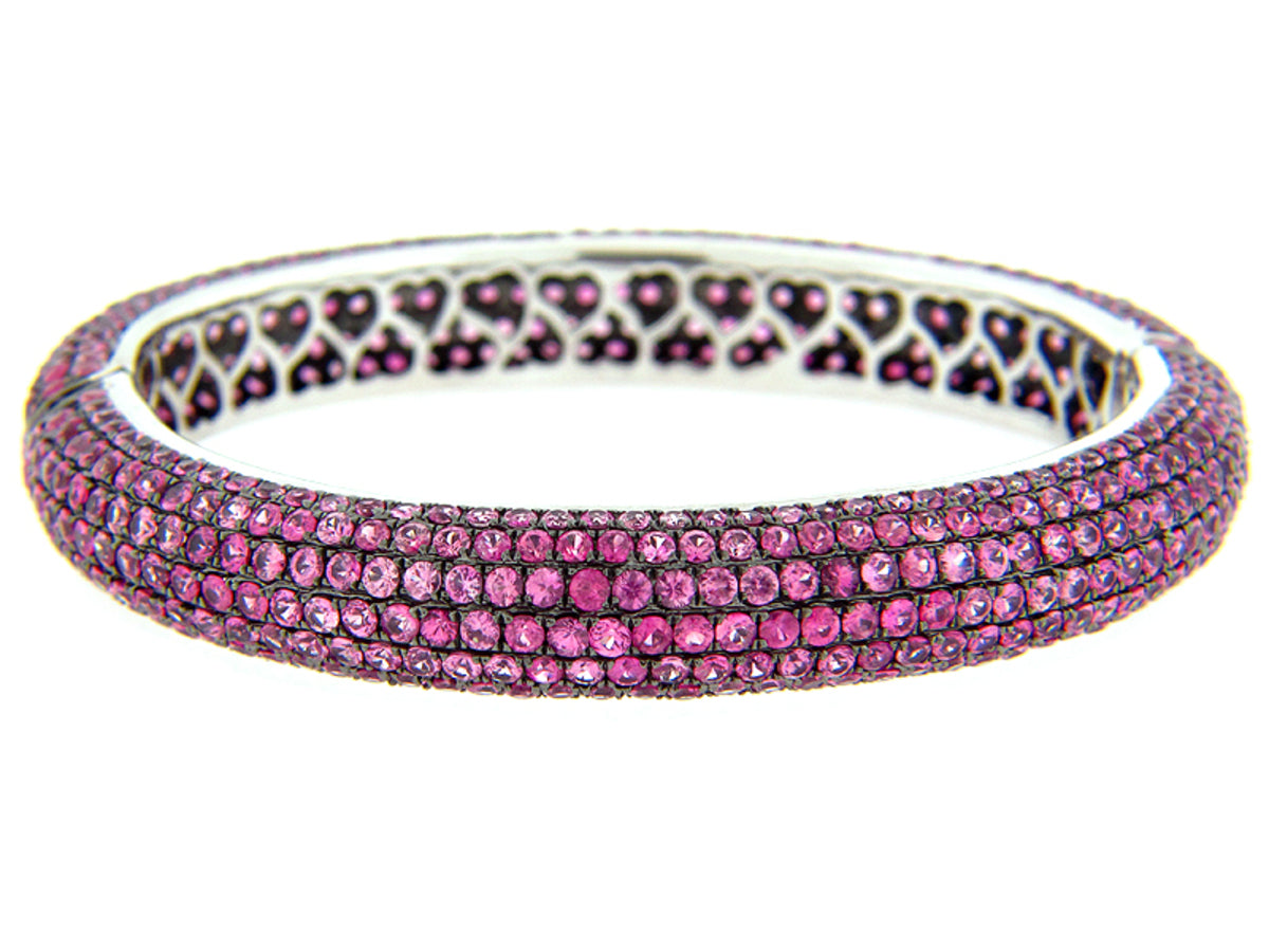 PINK SAPPHIRE BANGLE, SILVER (E)