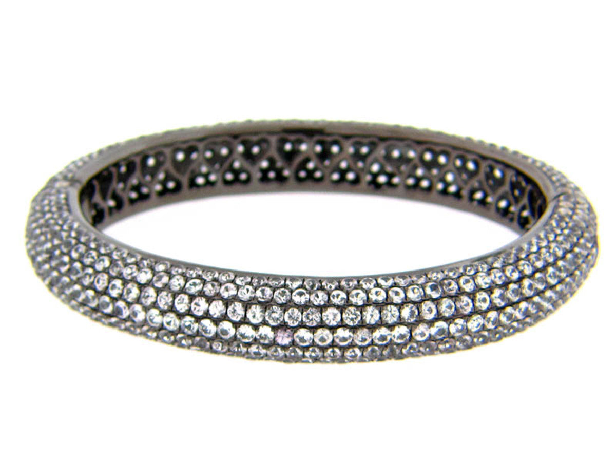WHITE SAPPHIRE BANGLE, BLACK FINISH, SILVER (H)