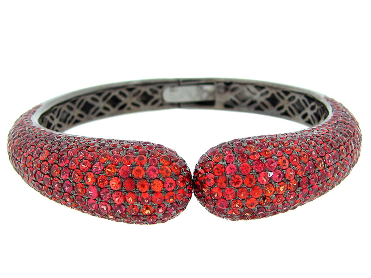 ORANGE SAPPHIRE BANGLE, BLACK FINISH, SILVER (E/U)