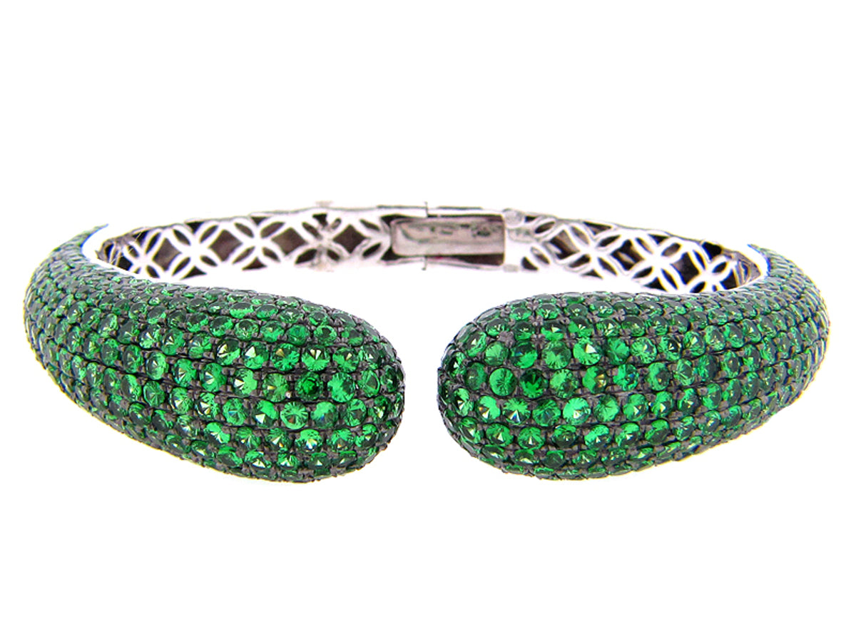 TSAVORITE BANGLE, SILVER (N)
