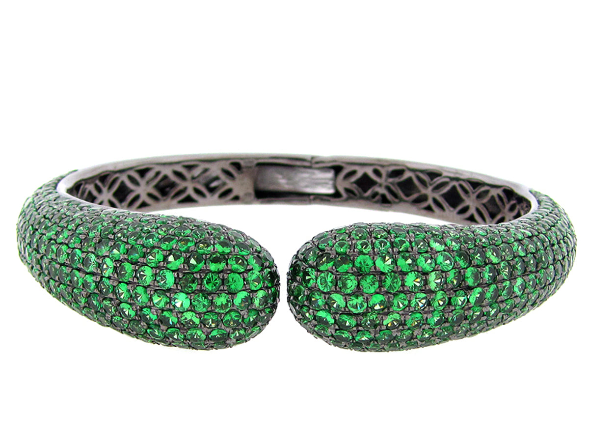 TSAVORITE BANGLE, BLACK FINISH, SILVER (N)