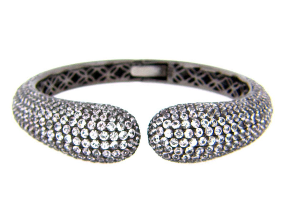 WHITE SAPPHIRE BANGLE, SILVER, BLACK FINISH, (H)