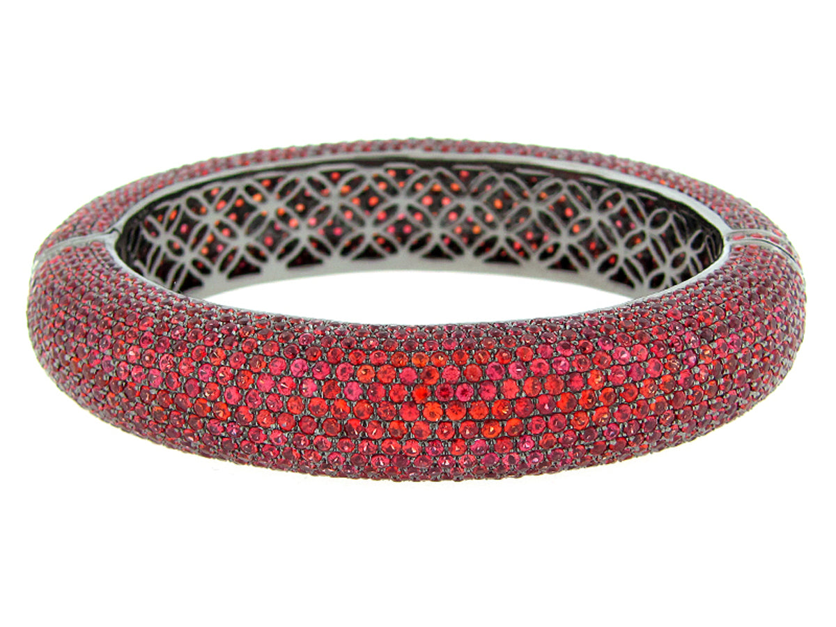 ORANGE SAPPHIRE BANGLE, BLACK FINISH, SILVER (H/U)